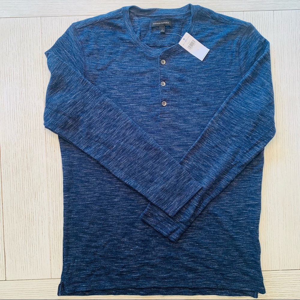 NWT Banana Republic heavyweight knit henley space dyed shirt